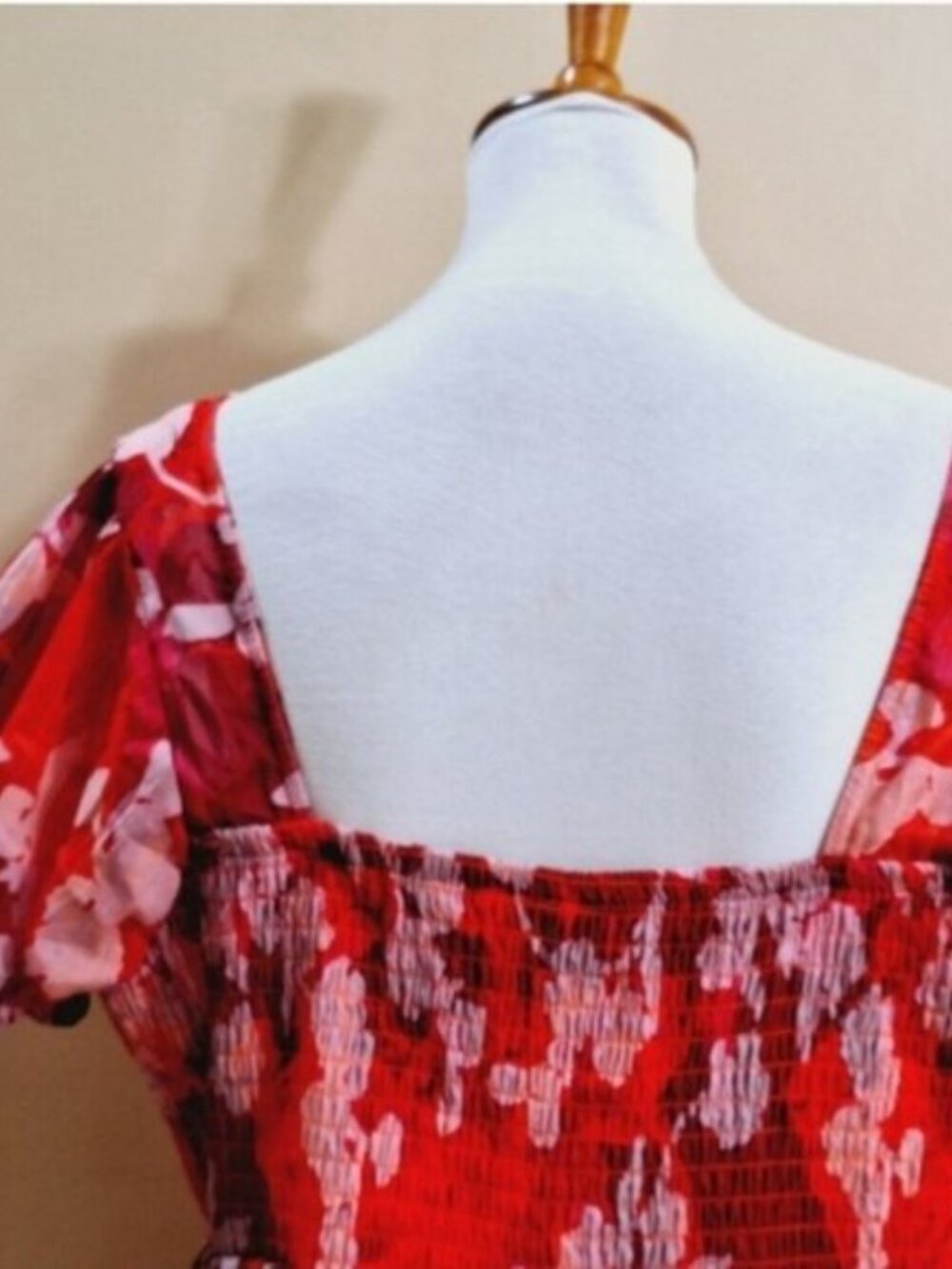 Torrid Cottagecore Boho babydoll Red Floral  Pockets Midi Dress Sz 1X - Picture 6 of 10